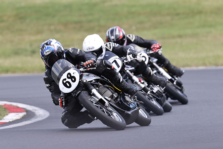 Michael Russell leads Jake Dettloff and Dan Jackson at Brands Hatch