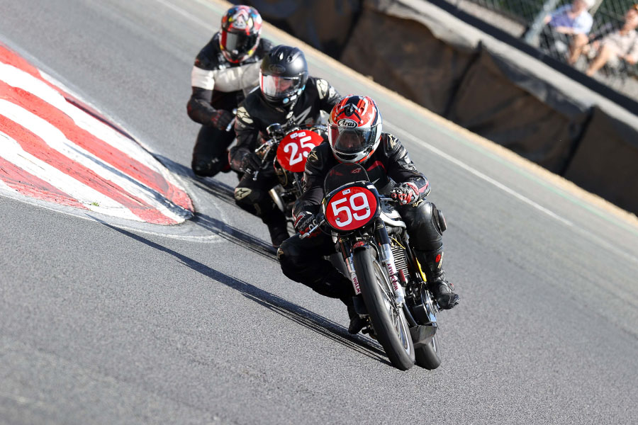 Jack Hebb leads Mike Farrall in the Pre-55 class at Brands Hatch